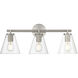 Katie 3 Light 24 inch Brushed Steel Vanity/Bath Bar Wall Light