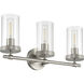 Lily 3 Light 20 inch Brushed Steel Vanity/Bath Bar Wall Light