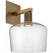 Port Nine Wall Sconce Wall Light in Clear, Antique Brushed Brass