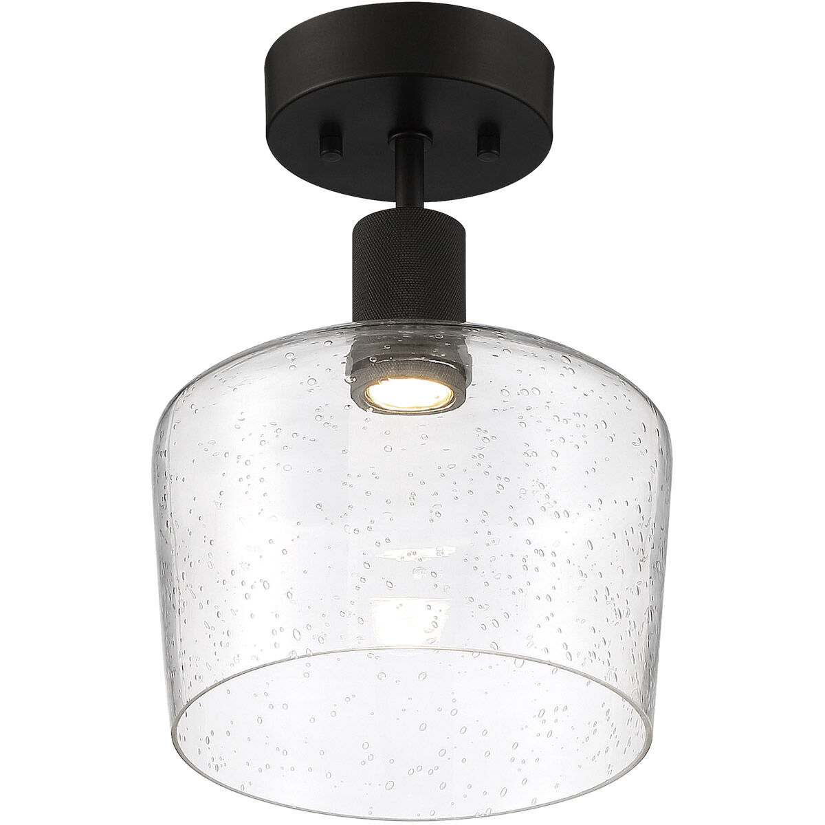 Port Nine LED 9 inch Matte Black Semi-Flush Ceiling Light in Seeded