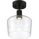 Port Nine LED 9 inch Matte Black Semi-Flush Ceiling Light in Seeded