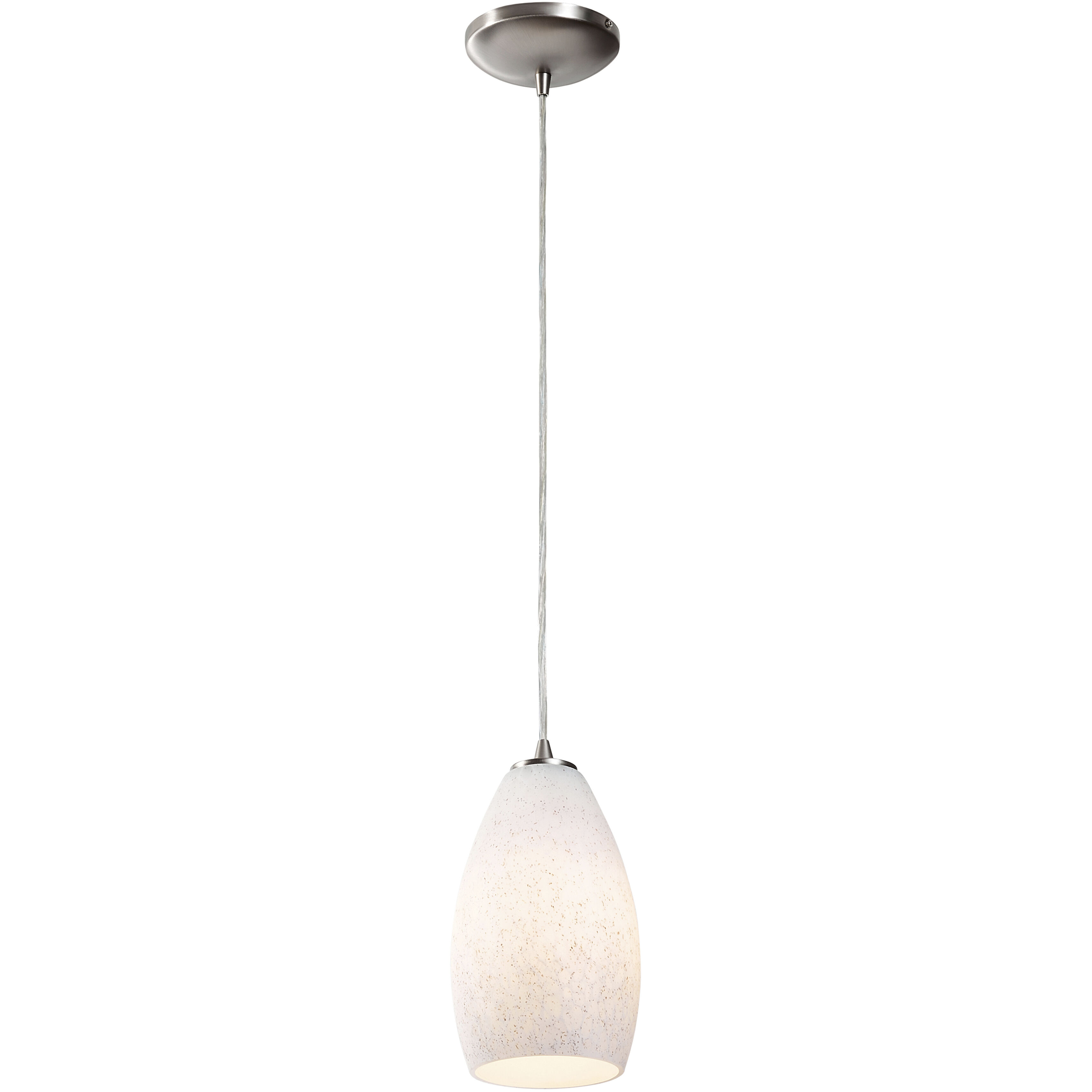 Champagne LED 5 inch Brushed Steel Pendant Ceiling Light in White Stone