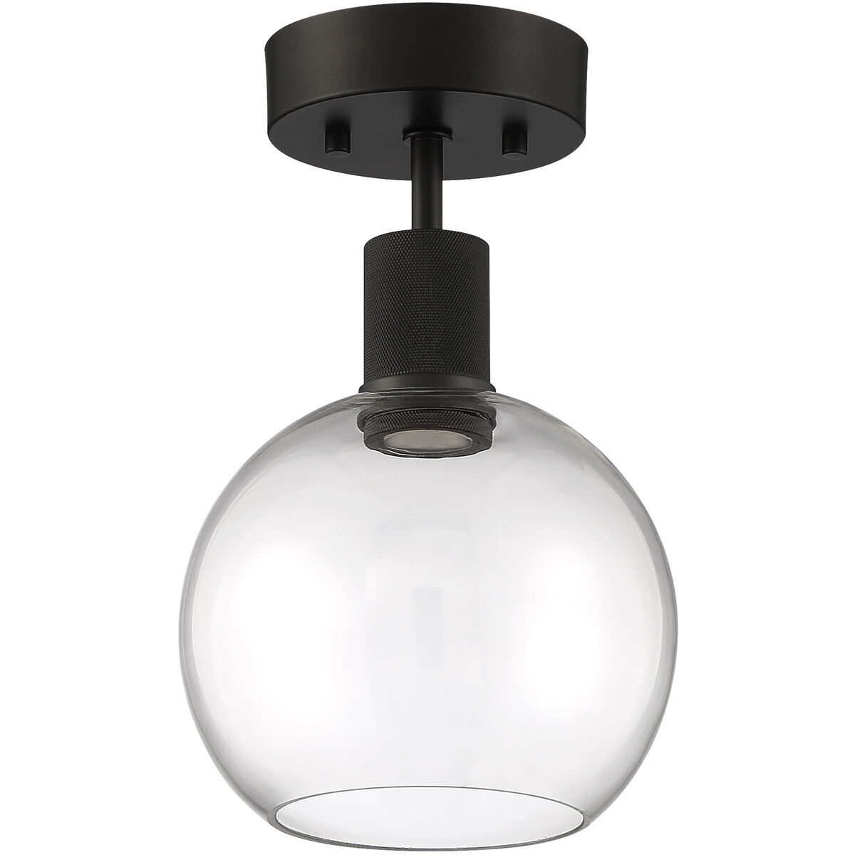 Port Nine LED 8 inch Matte Black Semi-Flush Ceiling Light in Clear