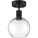 Port Nine LED 8 inch Matte Black Semi-Flush Ceiling Light in Clear