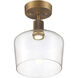 Port Nine LED 9 inch Antique Brushed Brass Semi-Flush Ceiling Light in Clear