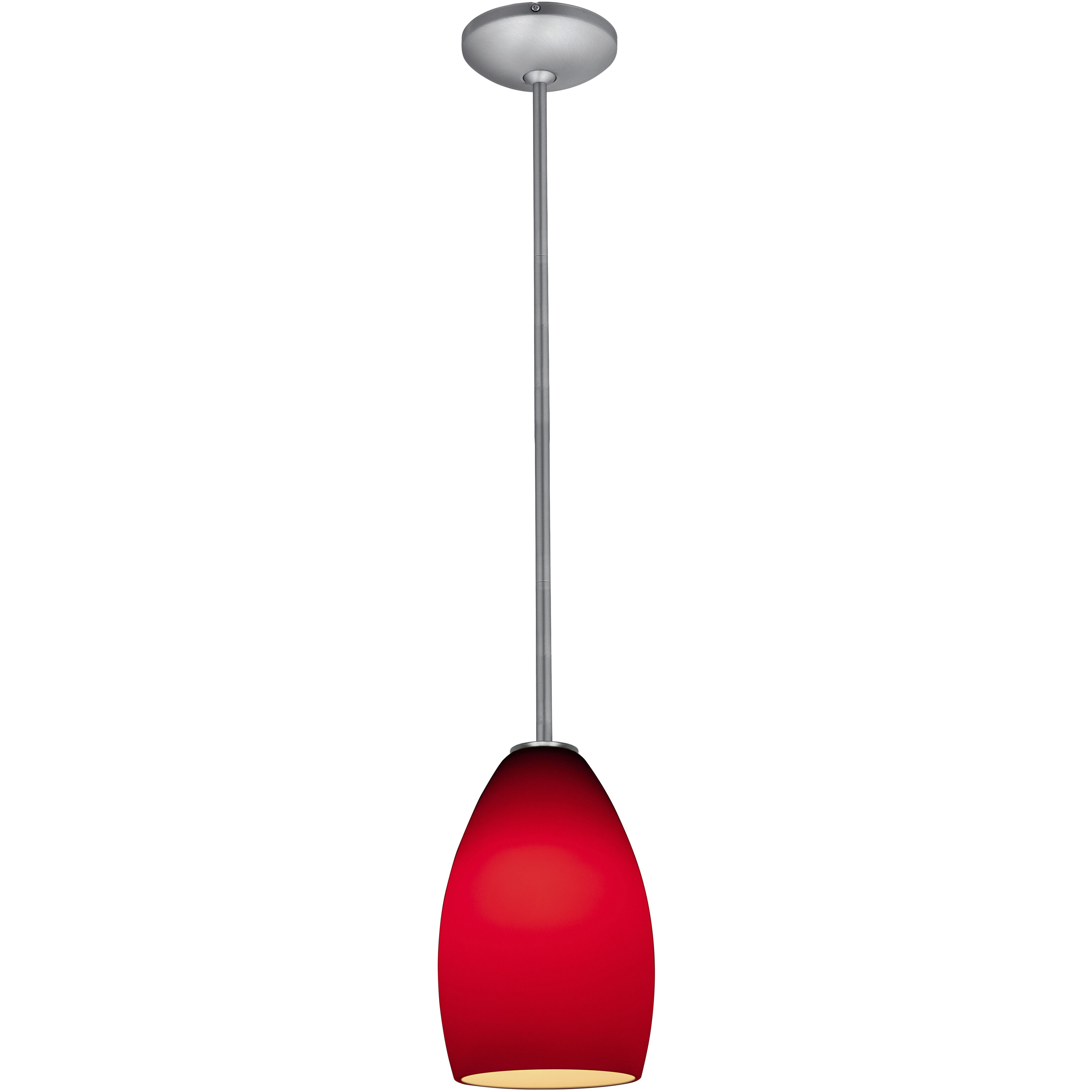 Champagne LED 5 inch Brushed Steel Pendant Ceiling Light in Red