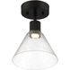 Port Nine LED 8 inch Matte Black Semi-Flush Ceiling Light in Seeded