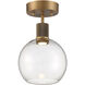 Port Nine LED 8 inch Antique Brushed Brass Semi-Flush Ceiling Light in Clear