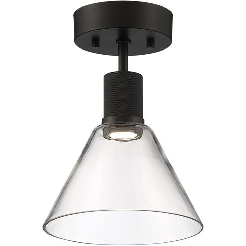 Port Nine LED 8 inch Matte Black Semi-Flush Ceiling Light in Clear