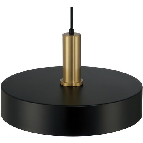 Slate LED 13.75 inch Black and Antique Brushed Brass Pendant Ceiling Light