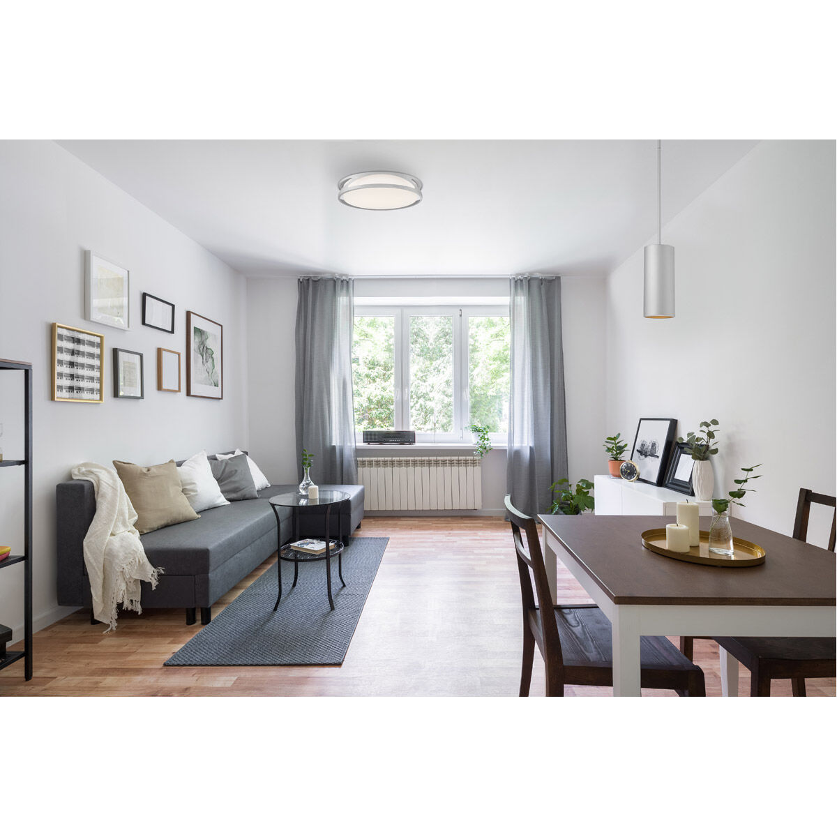 Lucia LED 17.75 inch Satin and White Flush Mount Ceiling Light