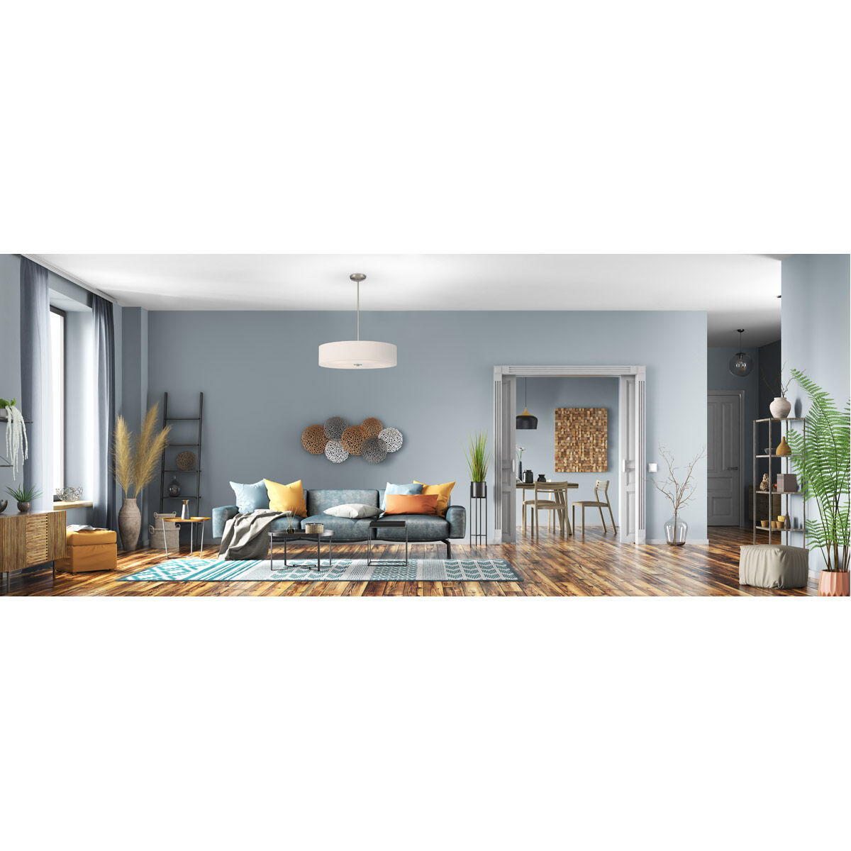 Mid Town LED 24 inch Brushed Steel Pendant Ceiling Light