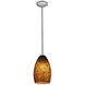 Champagne 1 Light 5 inch Brushed Steel Pendant Ceiling Light in Brown Stone