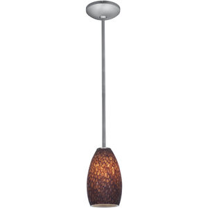 Champagne 1 Light 5 inch Brushed Steel Pendant Ceiling Light in Brown Stone, Rod