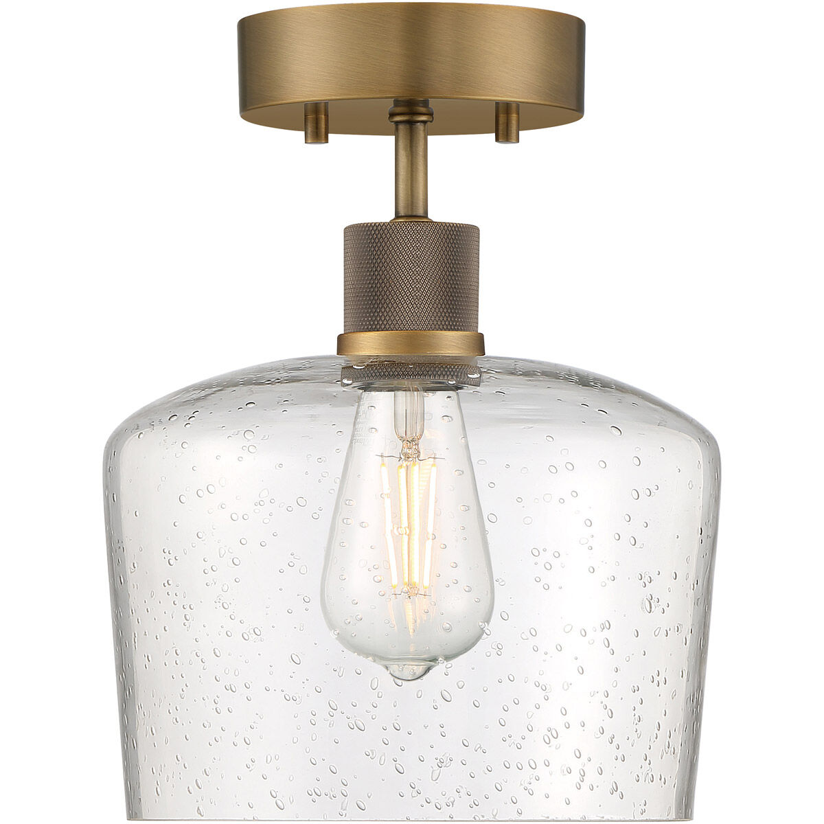 Port Nine LED 9 inch Antique Brushed Brass Semi-Flush Ceiling Light