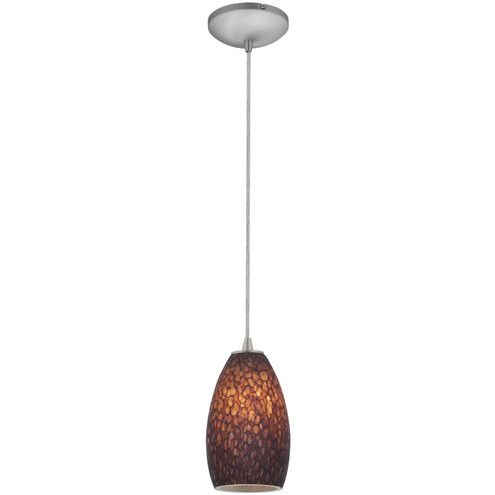 Champagne LED 5 inch Brushed Steel Pendant Ceiling Light in Brown Stone