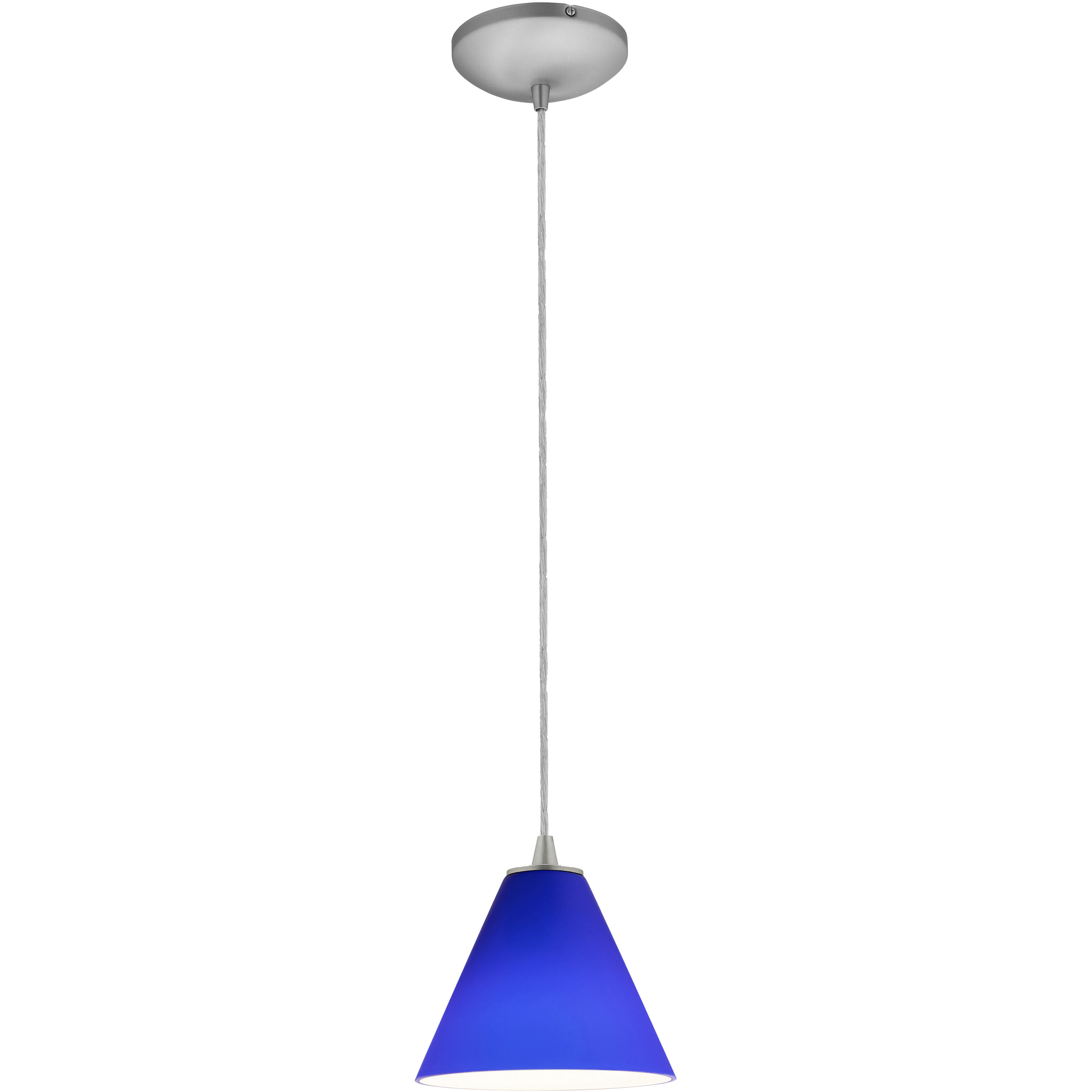 Martini 1 Light 7.25 inch Brushed Steel Pendant Ceiling Light in Cobalt