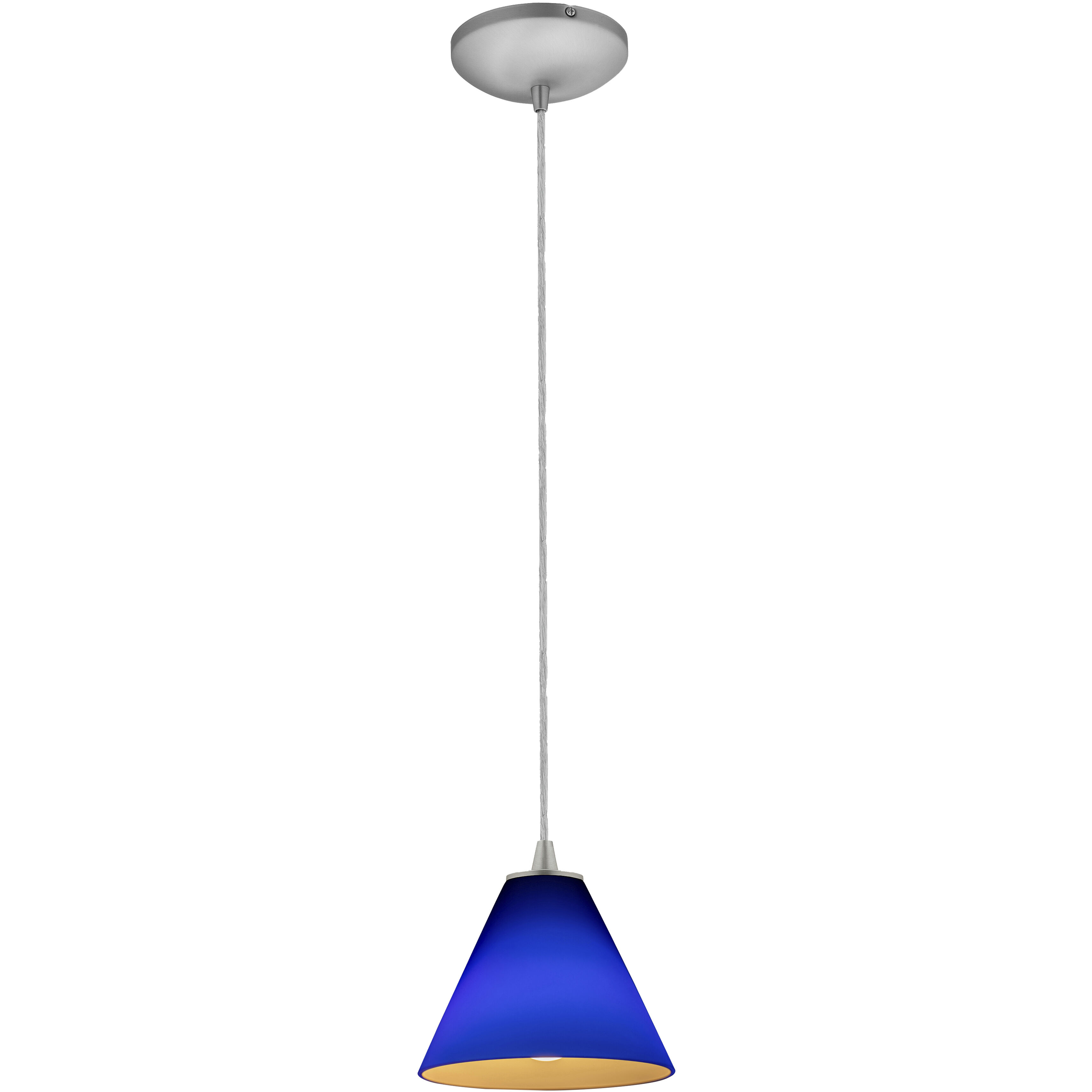Martini 1 Light 7.25 inch Brushed Steel Pendant Ceiling Light in Cobalt
