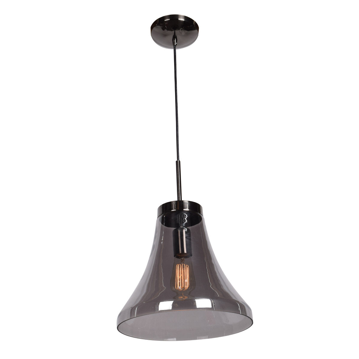 Simplicite 1 Light 11.75 inch Black Chrome Pendant Ceiling Light in Smoke