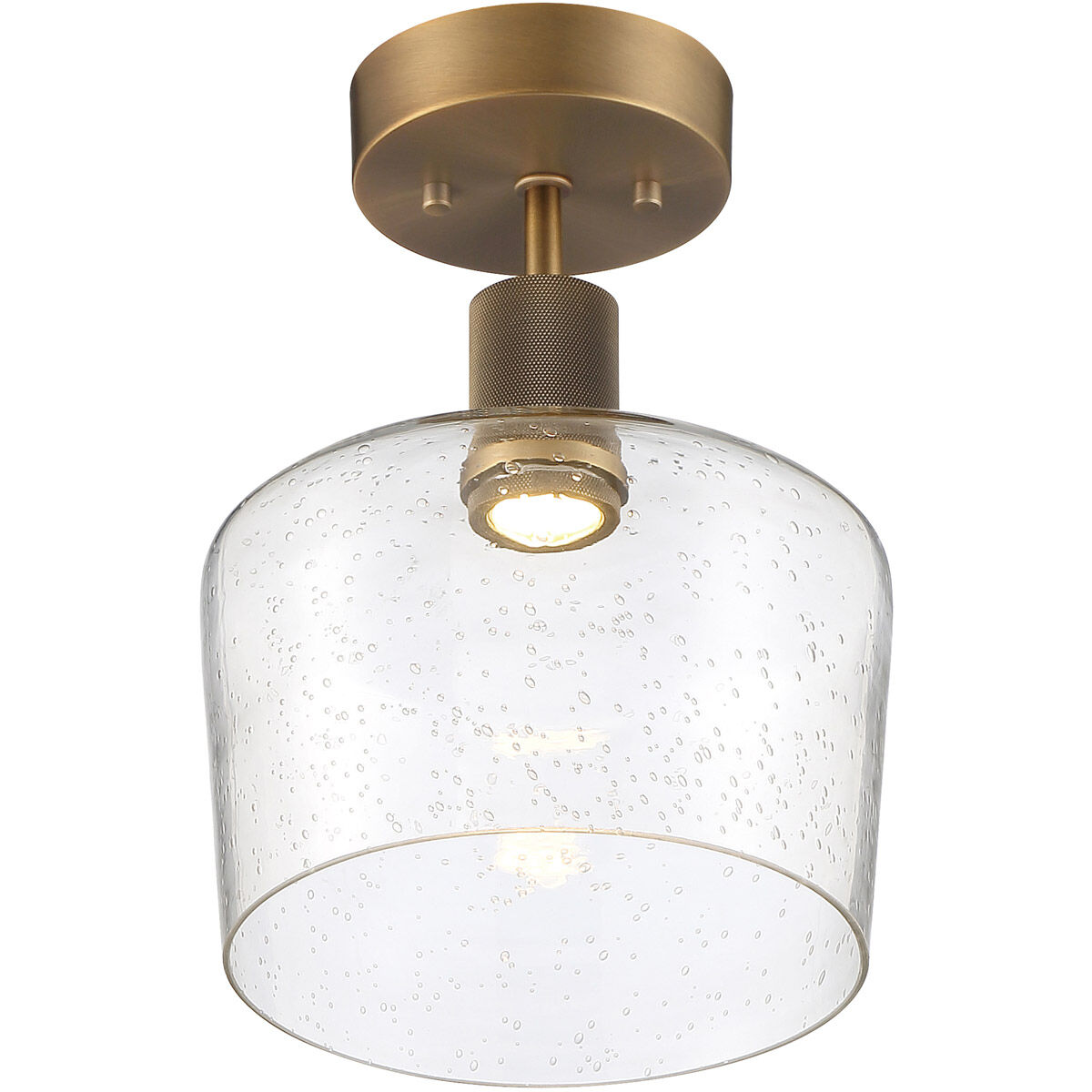 Port Nine LED 9 inch Antique Brushed Brass Semi-Flush Ceiling Light in Seeded