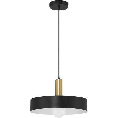 Slate LED 13.75 inch Black and Antique Brushed Brass Pendant Ceiling Light