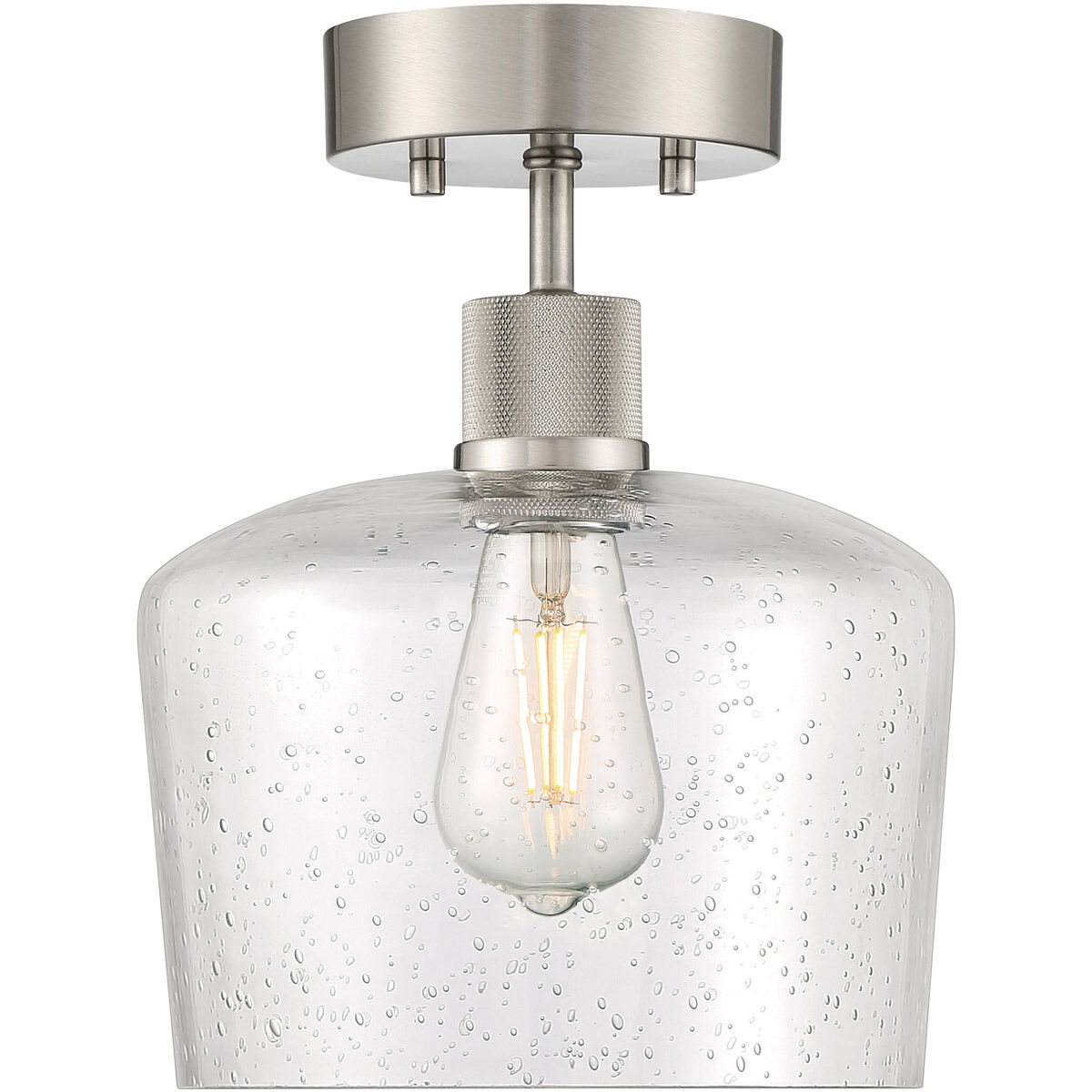 Port Nine LED 9 inch Brushed Steel Semi-Flush Ceiling Light