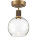 Port Nine LED 8 inch Antique Brushed Brass Semi-Flush Ceiling Light in Seeded