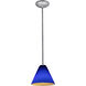 Martini 1 Light 7 inch Brushed Steel Pendant Ceiling Light in Cobalt