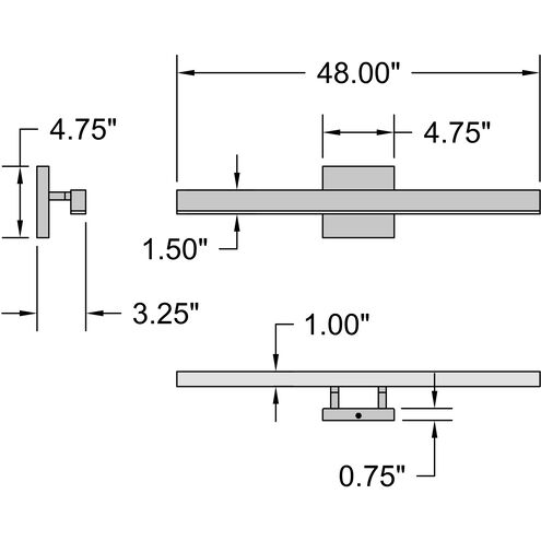 Cisco LED 48 inch Matte Black and White Bath Vanity Wall Light