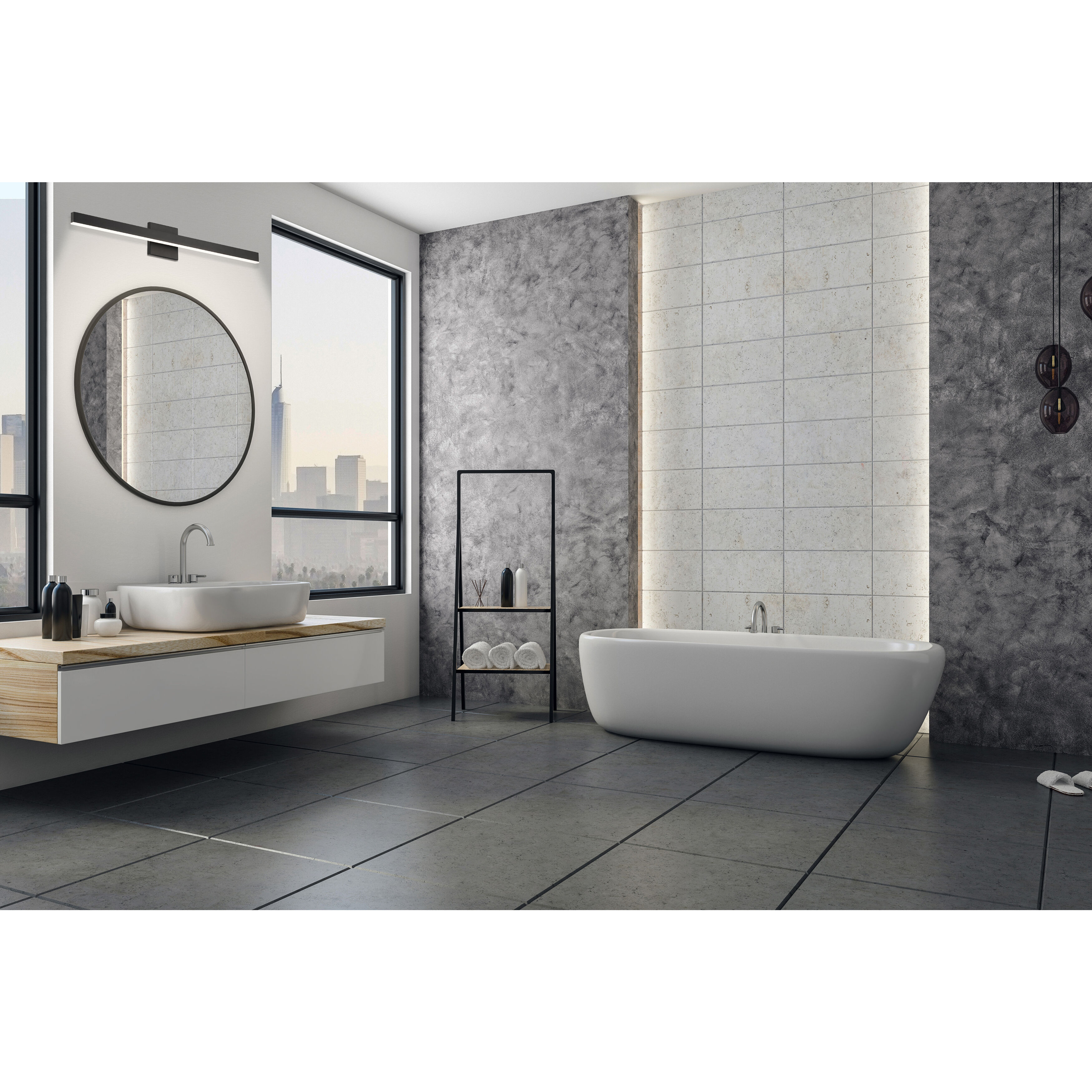 Cisco LED 37 inch Matte Black and White Bath Vanity Wall Light