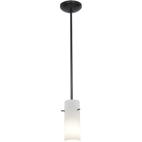 Cylinder LED 4 inch Oil Rubbed Bronze Pendant Ceiling Light in Opal