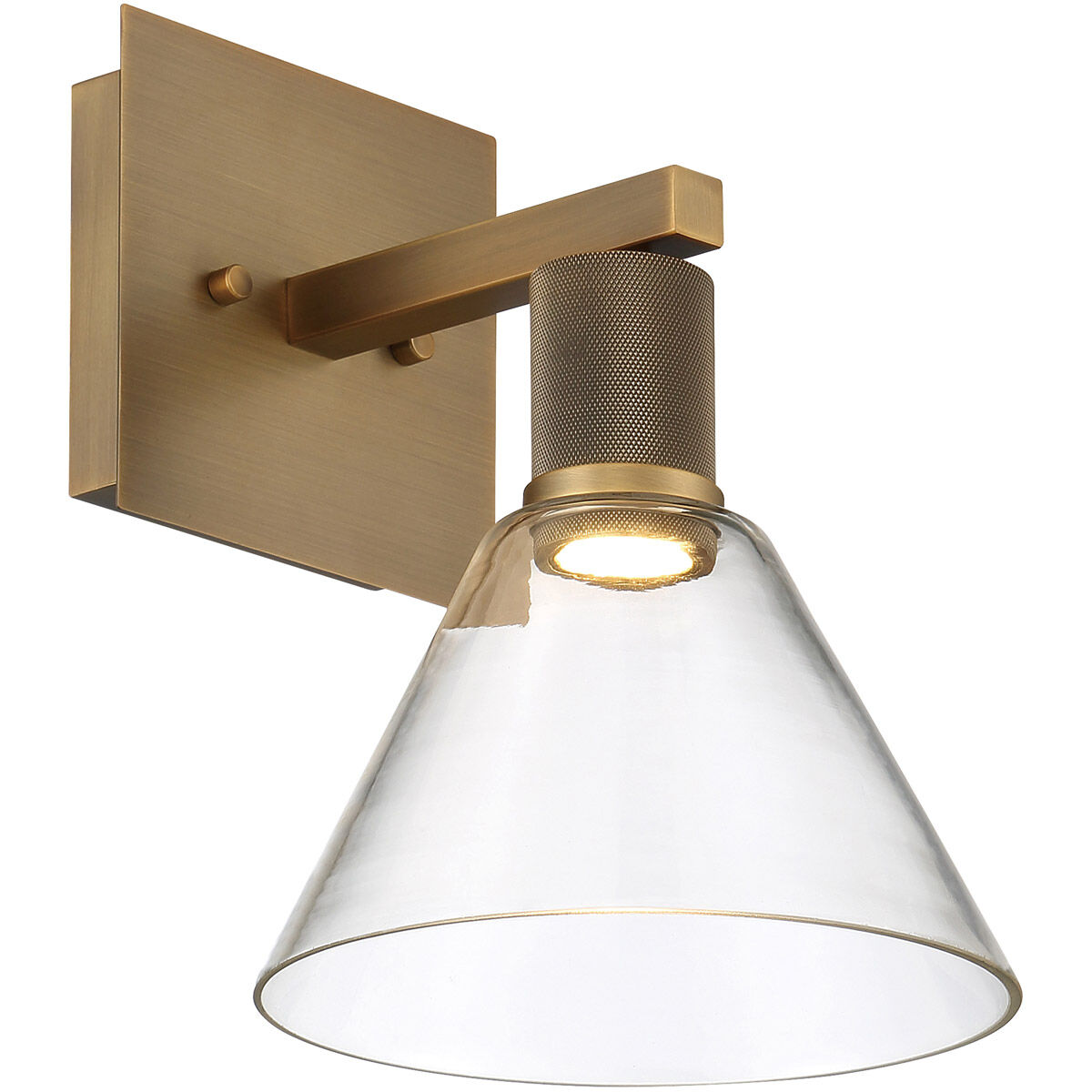 Port Nine LED 8 inch Antique Brushed Brass Wall Sconce Wall Light in Clear
