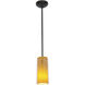Glassn Glass Cylinder LED 4.5 inch Oil Rubbed Bronze Pendant Ceiling Light in Clear Outer Amber Inner