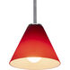 Martini 1 Light 7.25 inch Brushed Steel Pendant Ceiling Light in Red