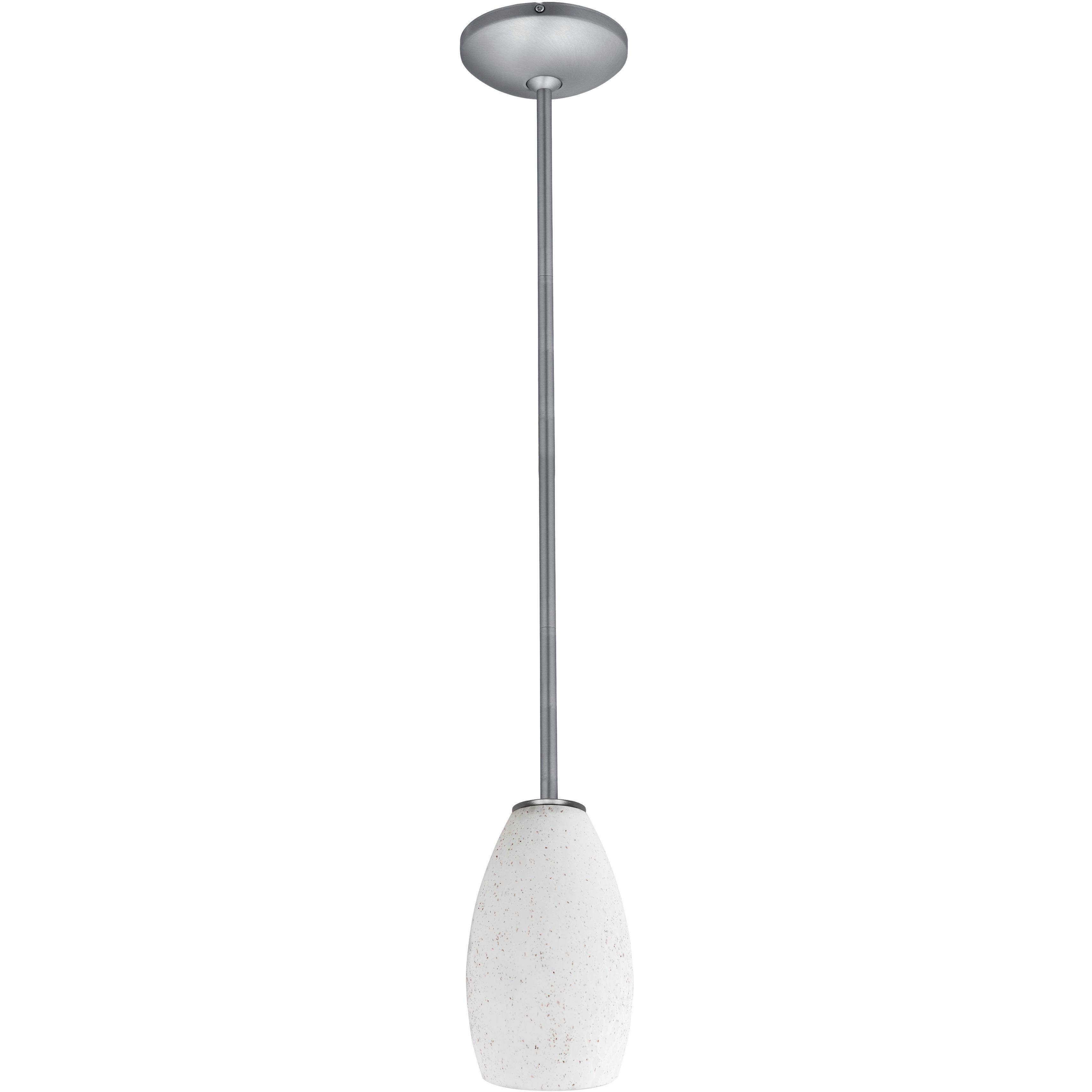 Champagne 1 Light 5 inch Brushed Steel Pendant Ceiling Light in White Stone