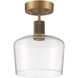 Port Nine LED 9 inch Antique Brushed Brass Semi-Flush Ceiling Light in Clear