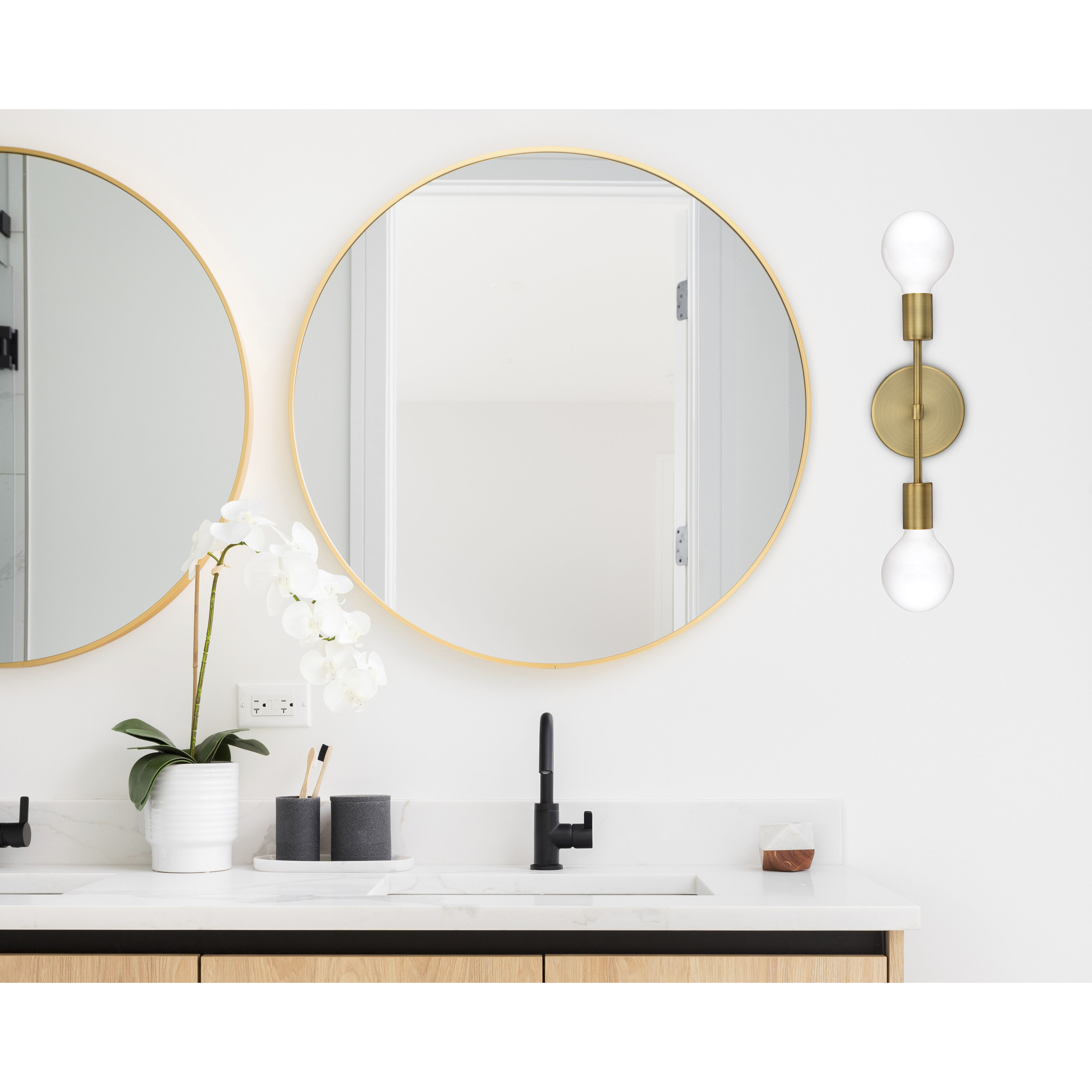 Iconic G 2 Light LED Wall Sconce Antique Brushed Brass Access Lighting