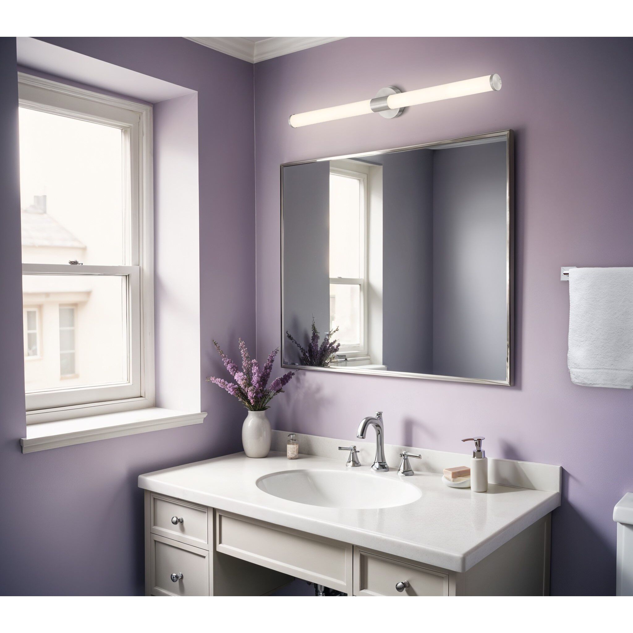 Retreat 1 Light 36 inch Brushed Steel Bath Vanity Wall Light, Large 