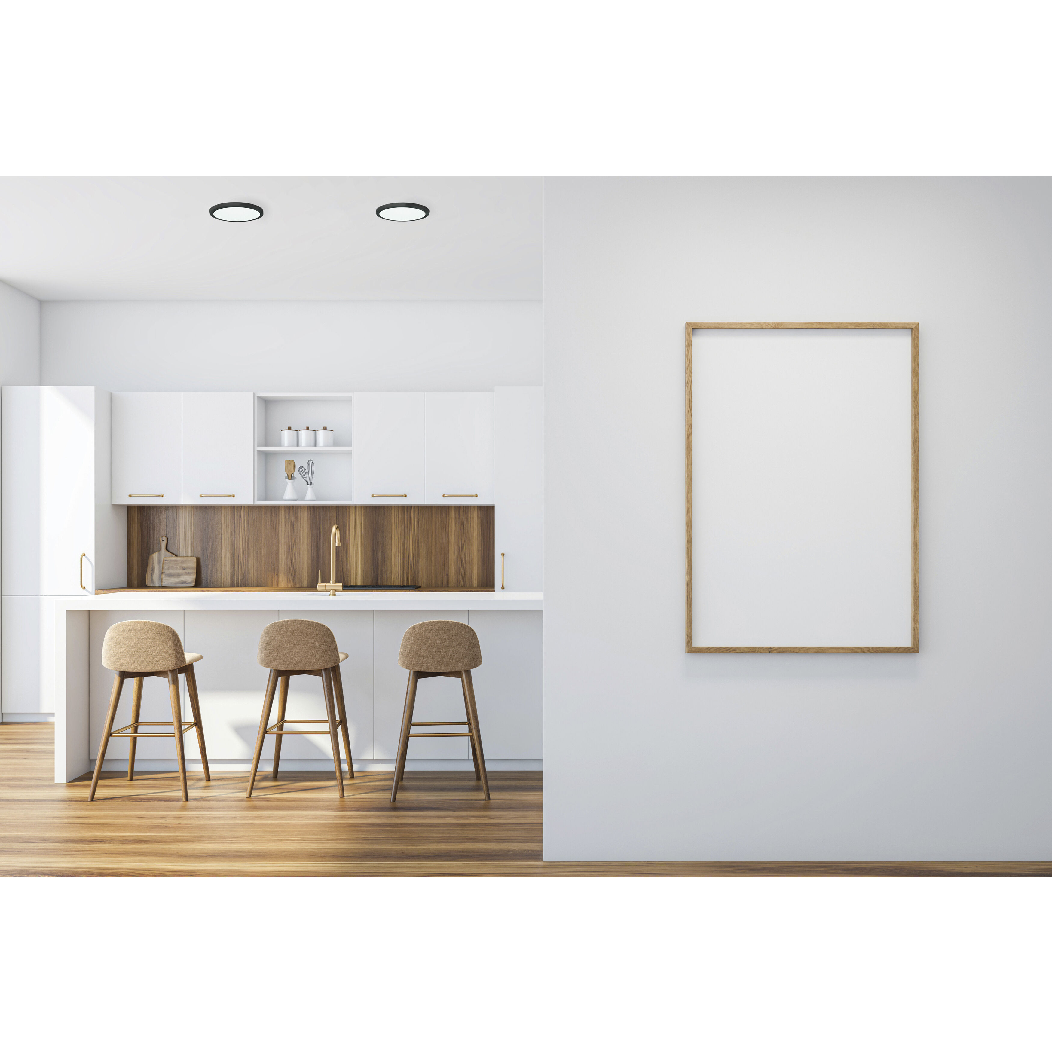 ModPLUS LED 7 inch Brushed Steel Flush Mount Ceiling Light in Black