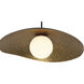 Yates LED 14 inch Black and Antique Brushed Brass and Opal Pendant Ceiling Light