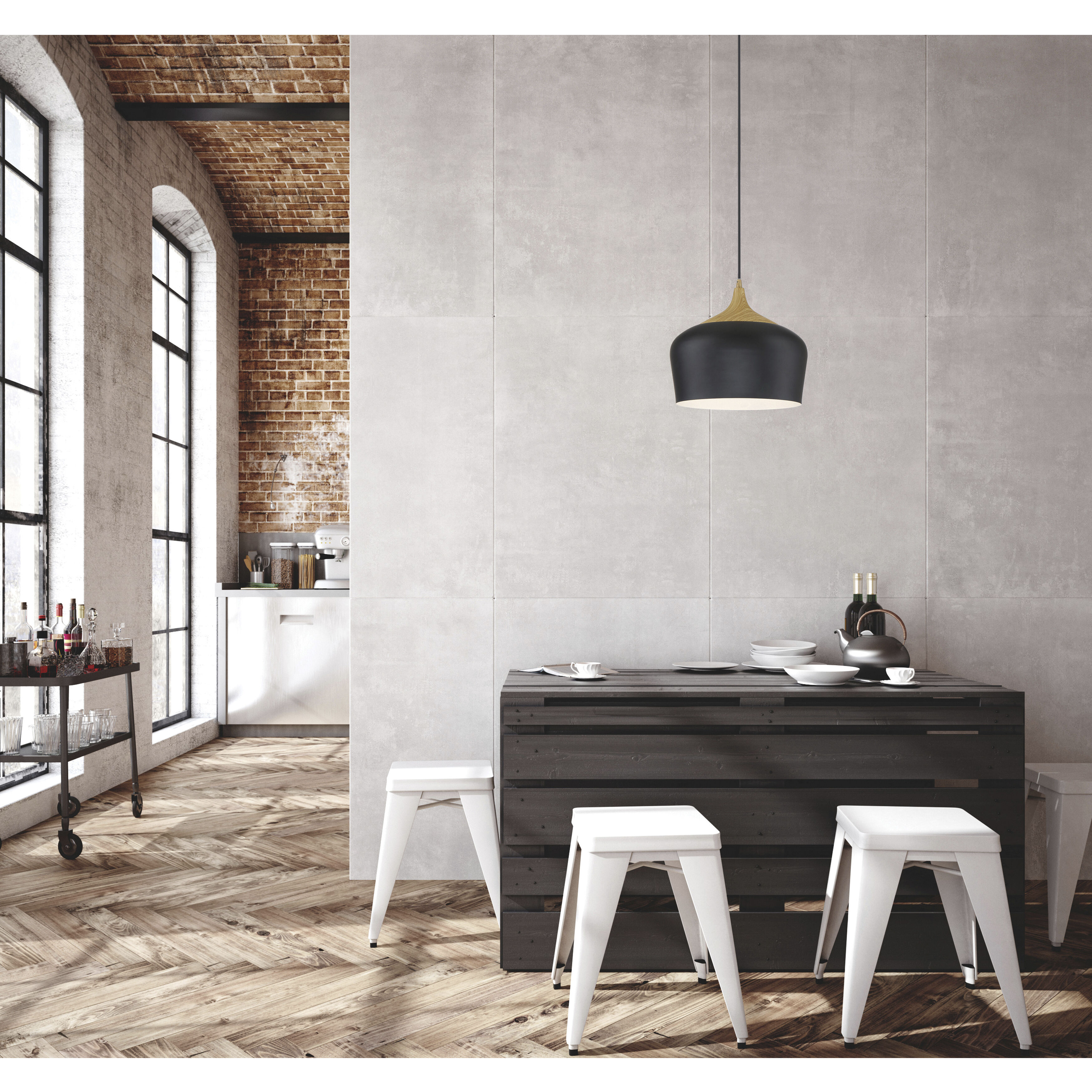 Blend 1 Light 12 inch Black Pendant Ceiling Light