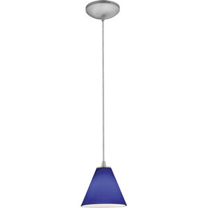 Martini LED 7 inch Brushed Steel Pendant Ceiling Light in Cobalt