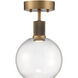 Port Nine LED 8 inch Antique Brushed Brass Semi-Flush Ceiling Light in Clear