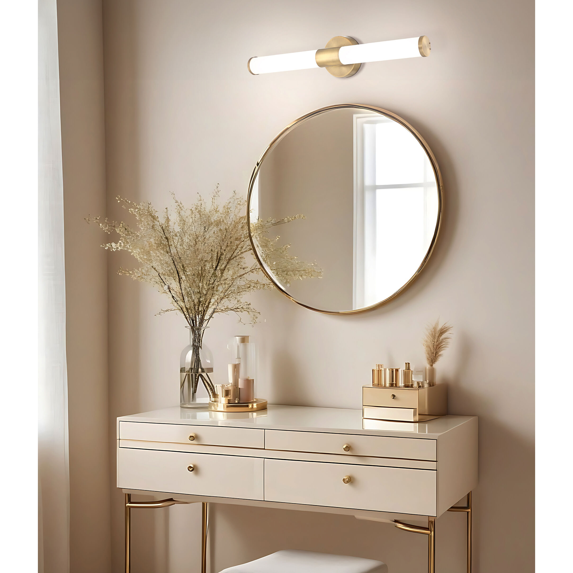 Retreat 1 Light 24 inch Antique Brushed Brass Bath Vanity Wall Light in Opal, Medium