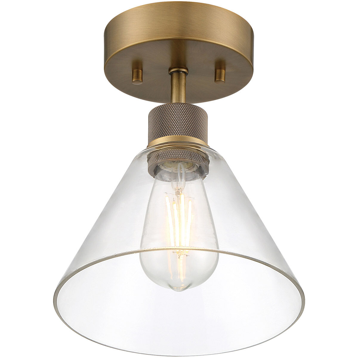 Port Nine LED 8 inch Antique Brushed Brass Semi-Flush Ceiling Light