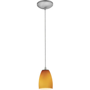 Sherry 1 Light 5 inch Brushed Steel Pendant Ceiling Light in Amber, Cord