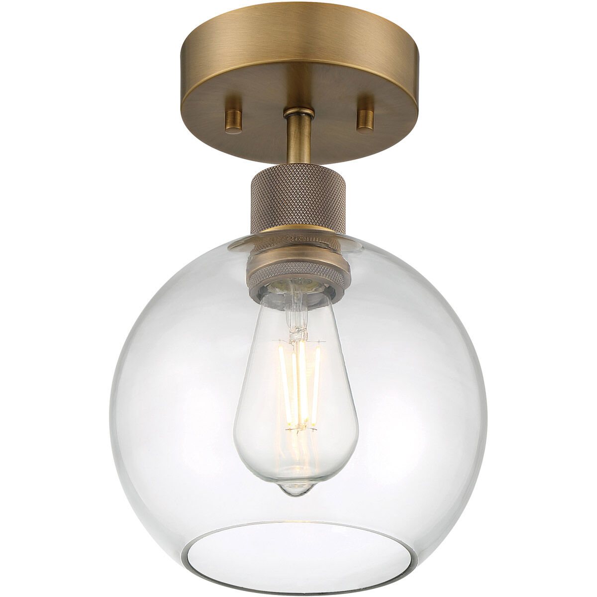 Port Nine LED 8 inch Antique Brushed Brass Semi-Flush Ceiling Light