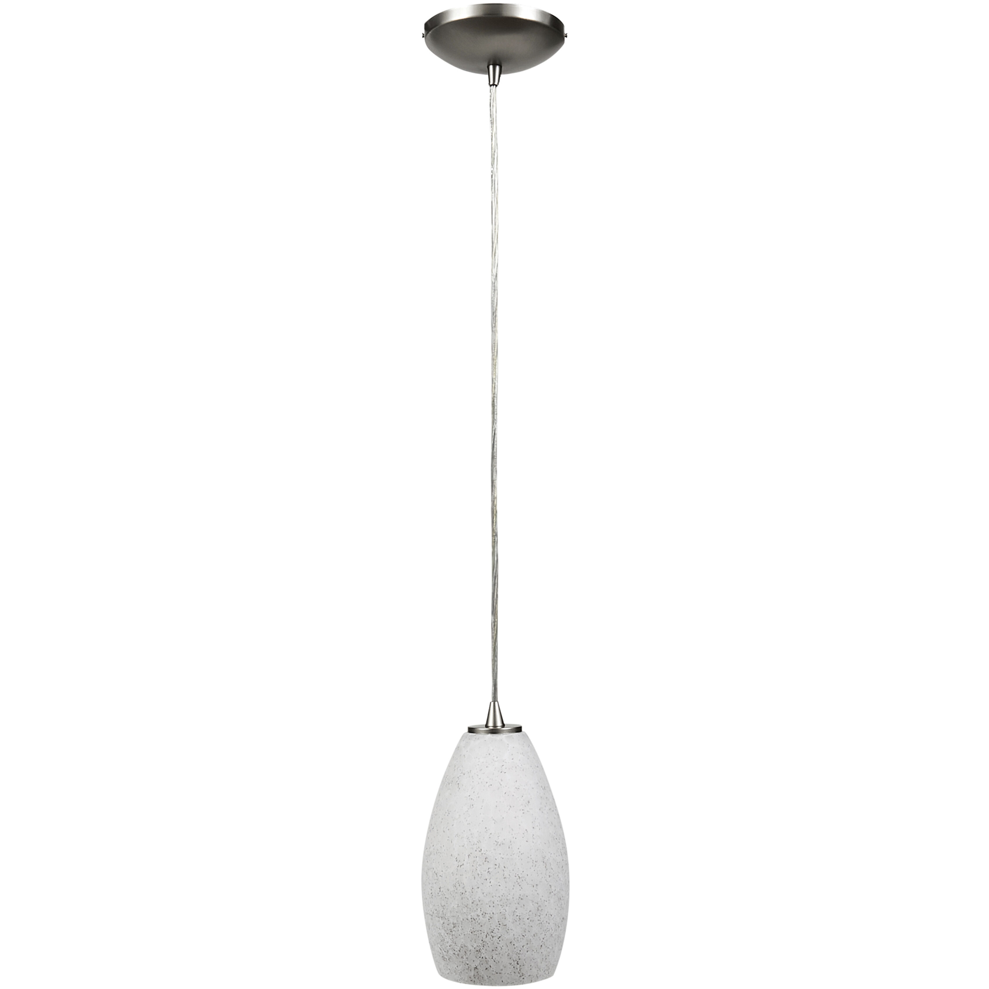Champagne LED 5 inch Brushed Steel Pendant Ceiling Light in White Stone