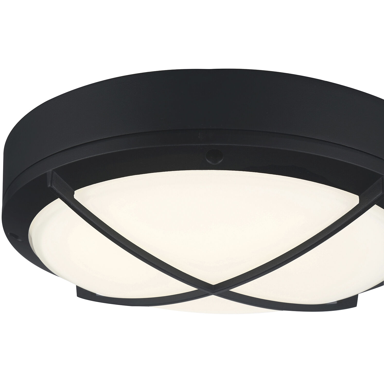 Meridian LED 11 inch Matte Black and Frosted Outdoor Flush Mount