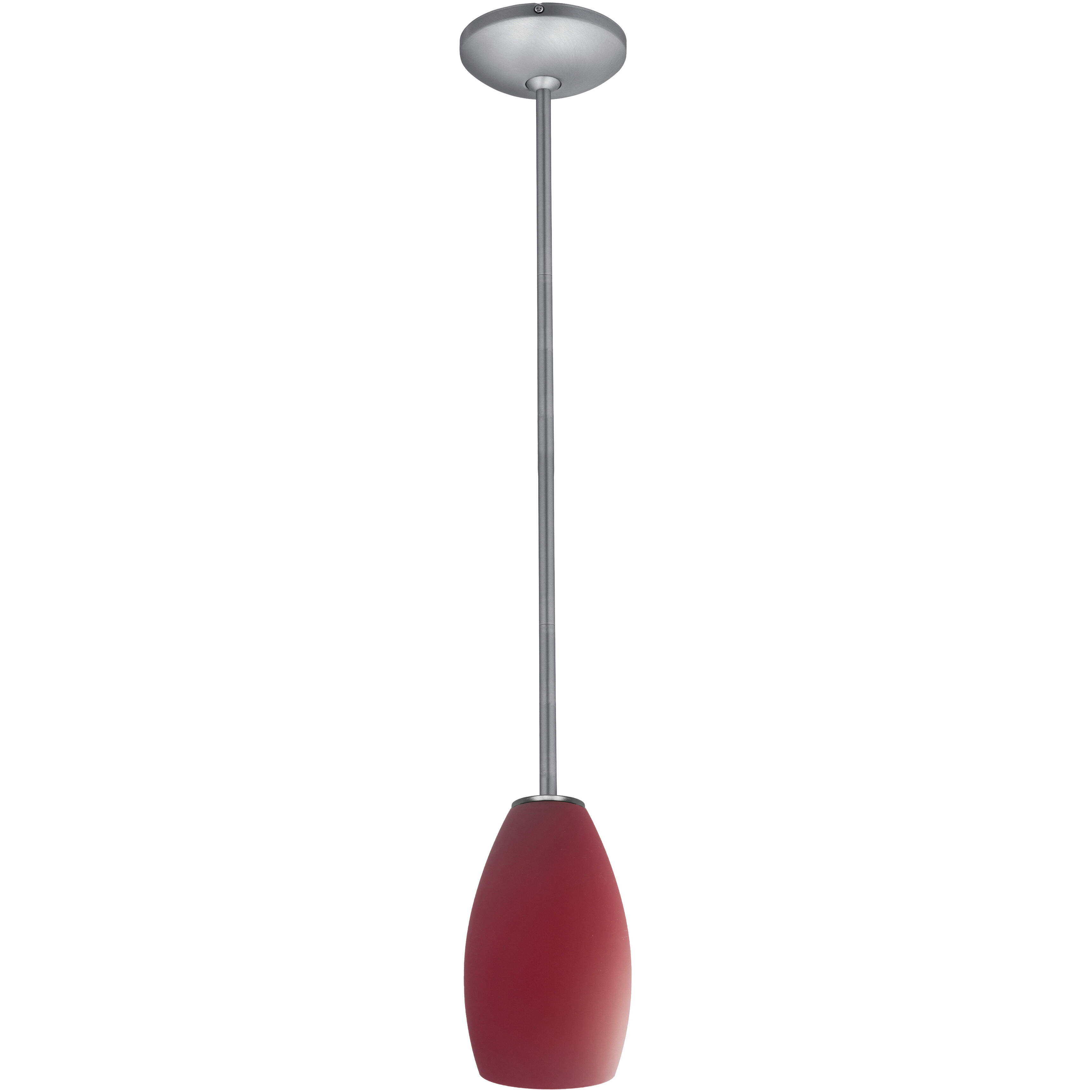 Champagne LED 5 inch Brushed Steel Pendant Ceiling Light in Red